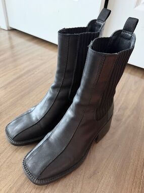 Sam Edelman Black Leather Combat Moto Boots